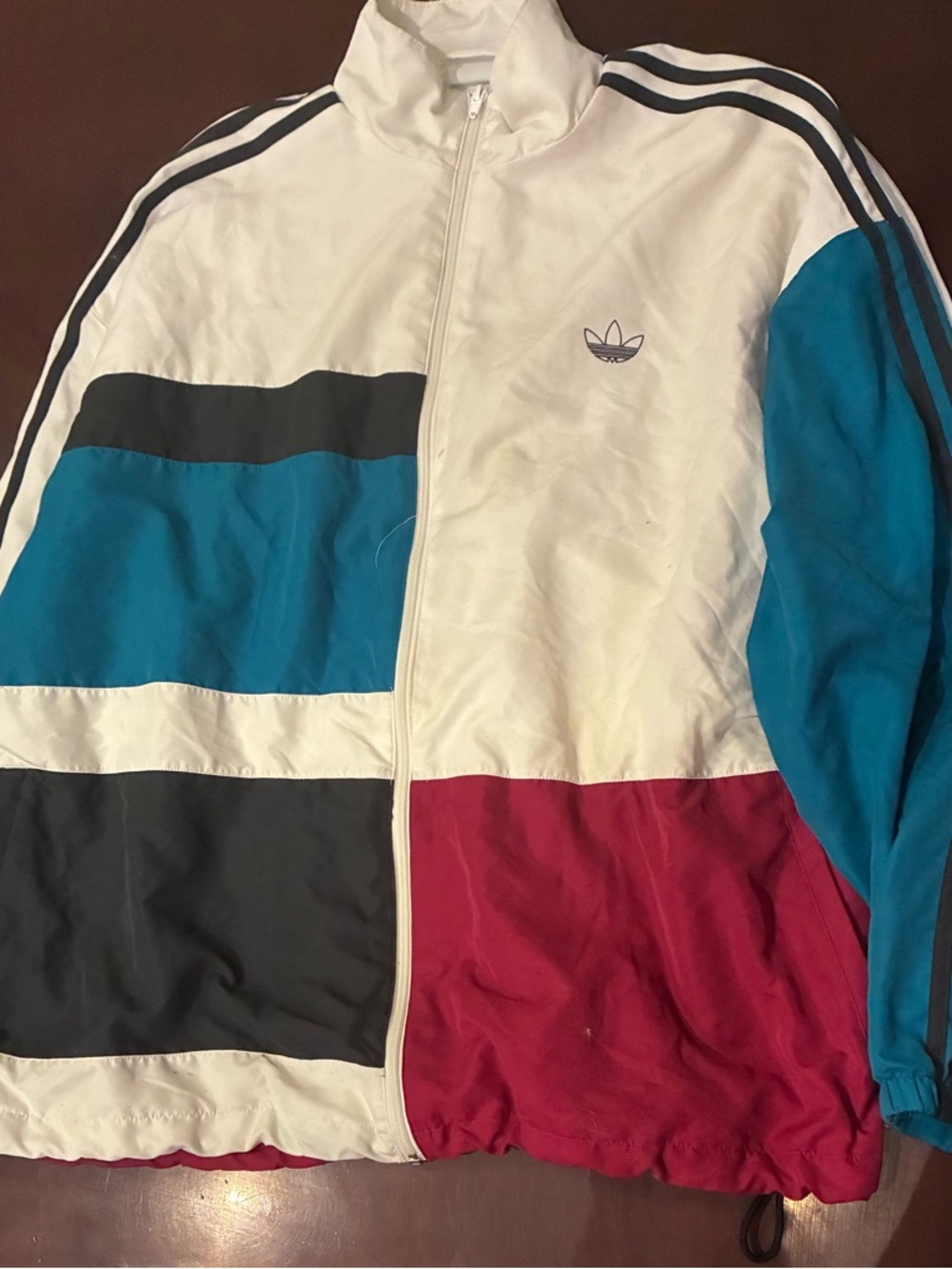 Adidas Men’s Colorblock Track Jacket - White/teal/magenta size XL